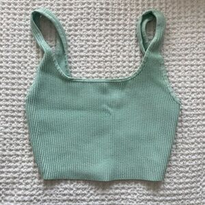 Mint Green Ribbed Knit Tank Top